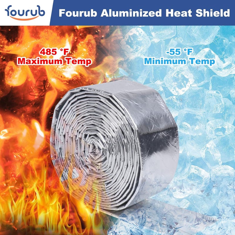 FOURUB Automotive Aluminum Heat Shield Sleeve Wrap Wire Up to 485 °F, Cable Heat Shield Fire Sleeve Heat Resistance Silver Inner Diameter (3/4"-14ft) - Image 5